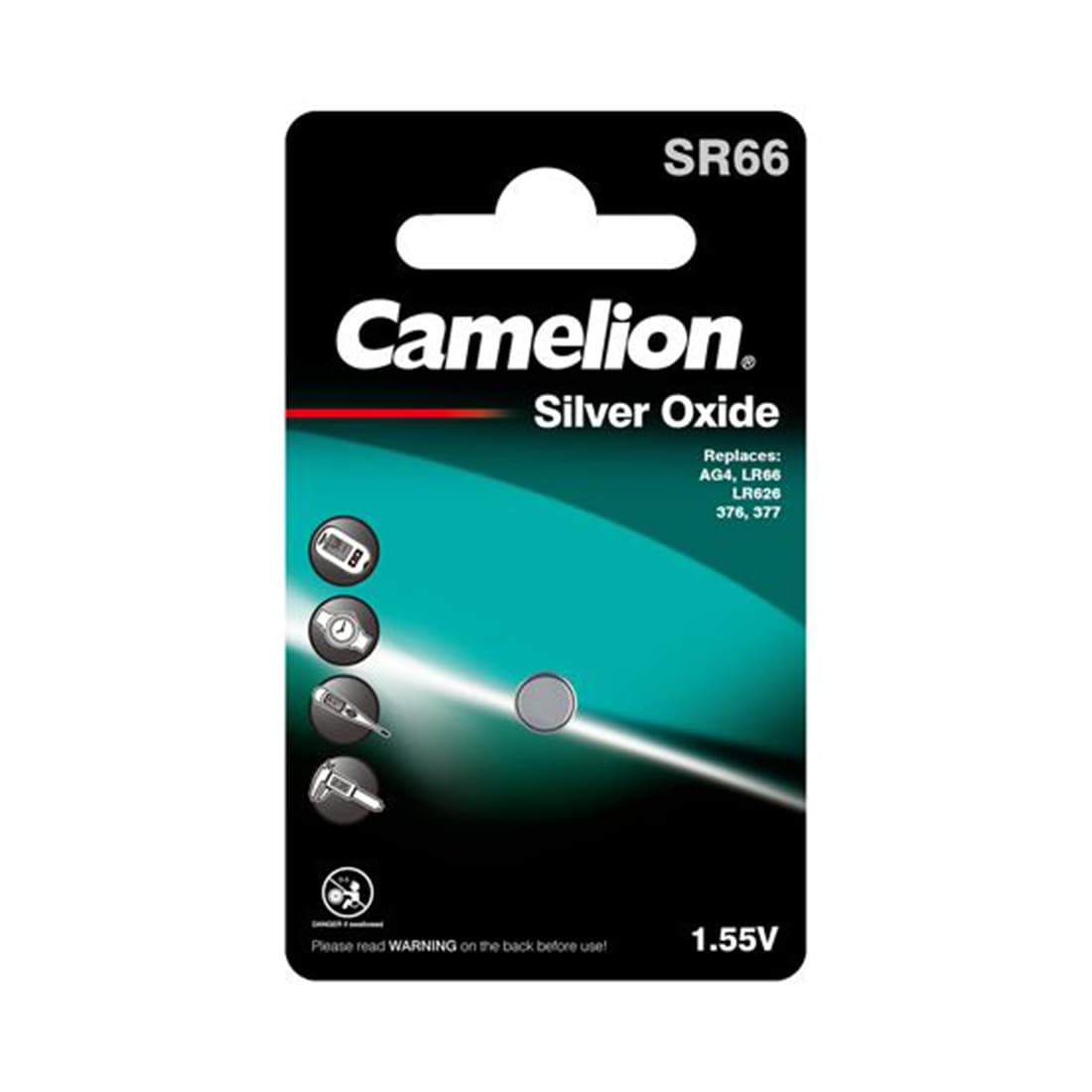 Батарейка, CAMELION, SR66-BP1(0%Hg) , Silver Oxide, 1.55V, 0% Ртути, 1 шт., Блистер