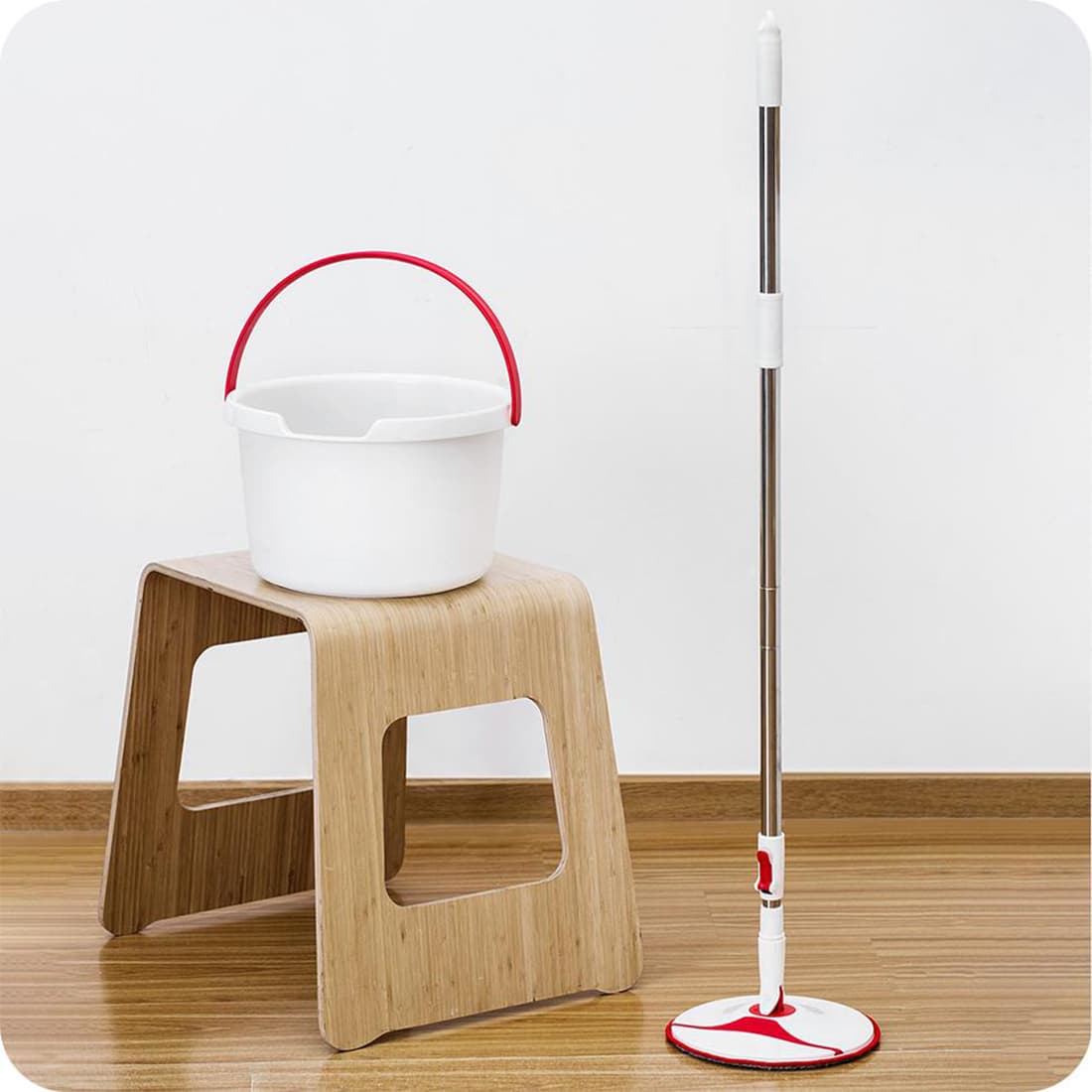 Комплект для уборки, Yijie, YD-02, Rotary Mop Set, Специальный отсек для мусора, Роликовая система очистки, Длина ручки 130 см, Диаметр насадки 24 см, Тряпка из микрофибры 1 шт, Белый