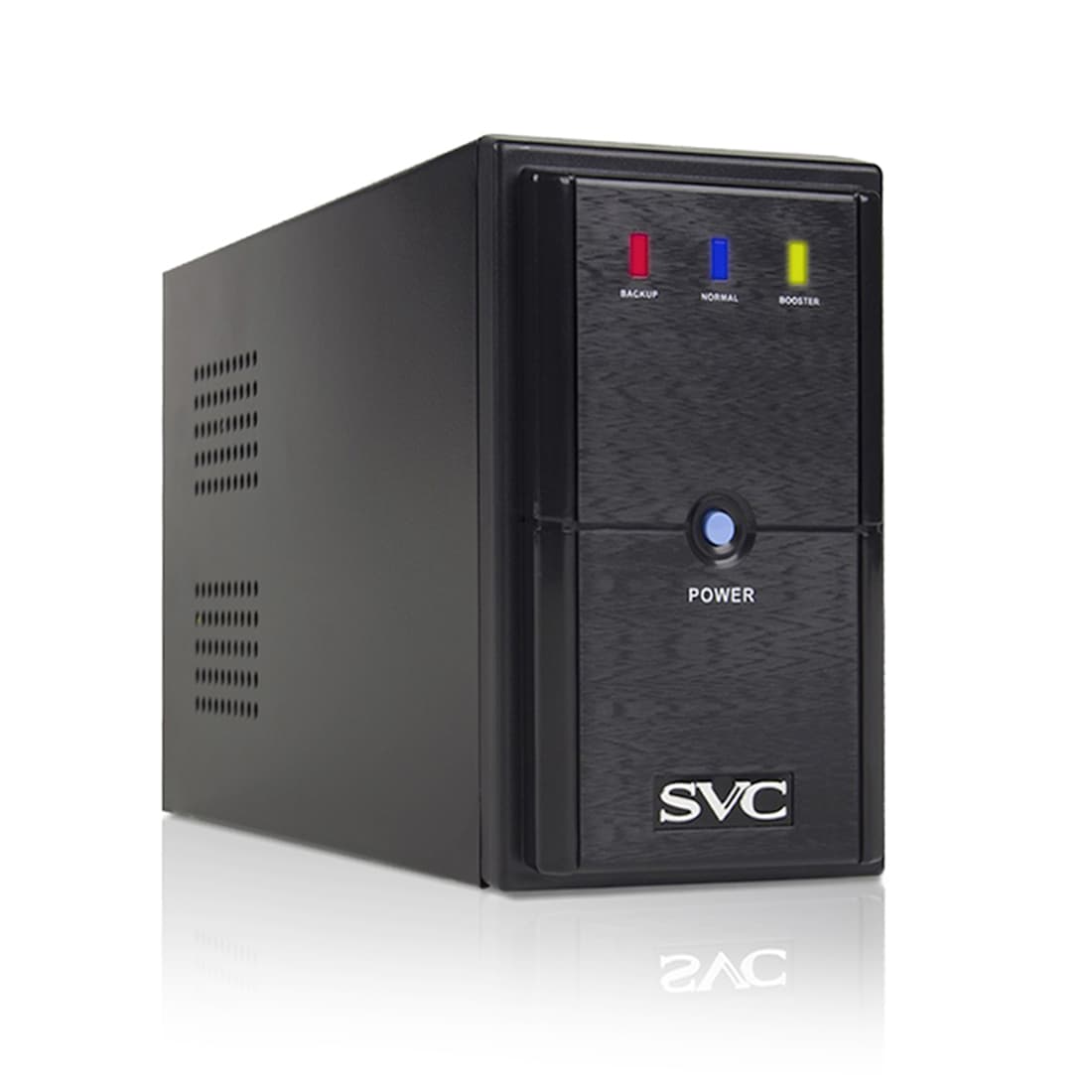 Источник бесперебойного питания, SVC, V-650-L, Мощность 650ВА/390Вт, Диапазон работы AVR: 165-275В, AVR в режиме Booster: 138-292В, Бат.: 12В/7.5 Ач*1шт., 3 вых.: 2 Shuko CEE7+1 IEC C13 (Bypass), Чёрный
