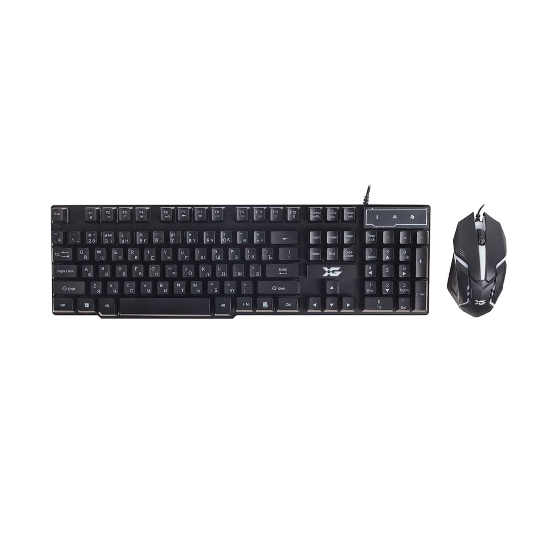 Комплект Клавиатура + Мышь, XG, XD-575OUB, Оптическая Мышь, USB, Кол-во стандартных клавиш 104, Анг/Рус/Каз, Длина кабеля 1,6 м, Чёрный