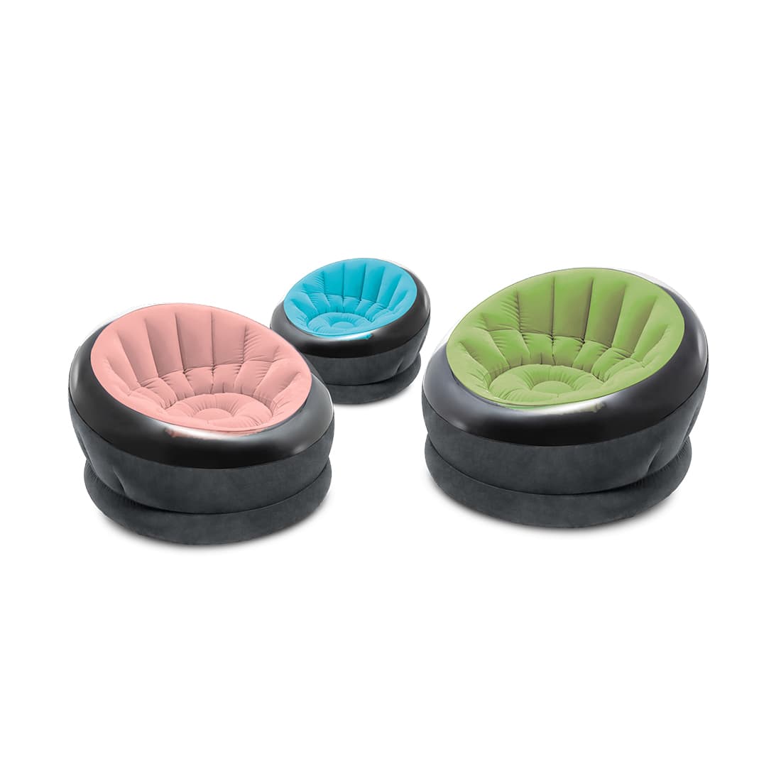 Кресло надувное Empire Chair 112 x 109 x 69 см, INTEX, 68582NP, Винил, Встроенная камера для наполнения водой, Жёлтое/синее/розовое в ассортименте, Цветная коробка
