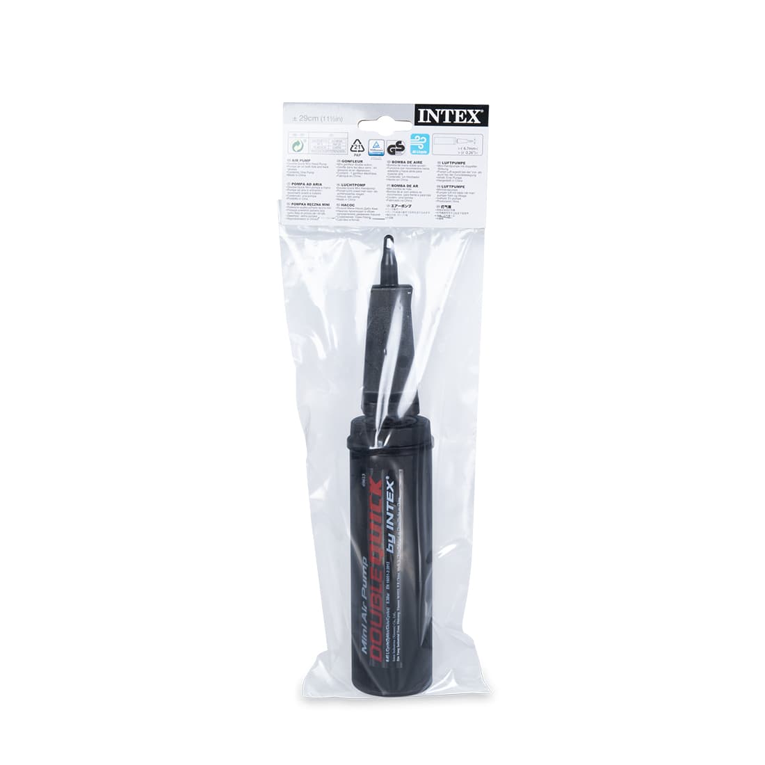 Насос ручной Double Quick Mini Hand Pump 29 см., INTEX, 69613, Пластик, Объем камеры 0.45 л., Черный, Пакет