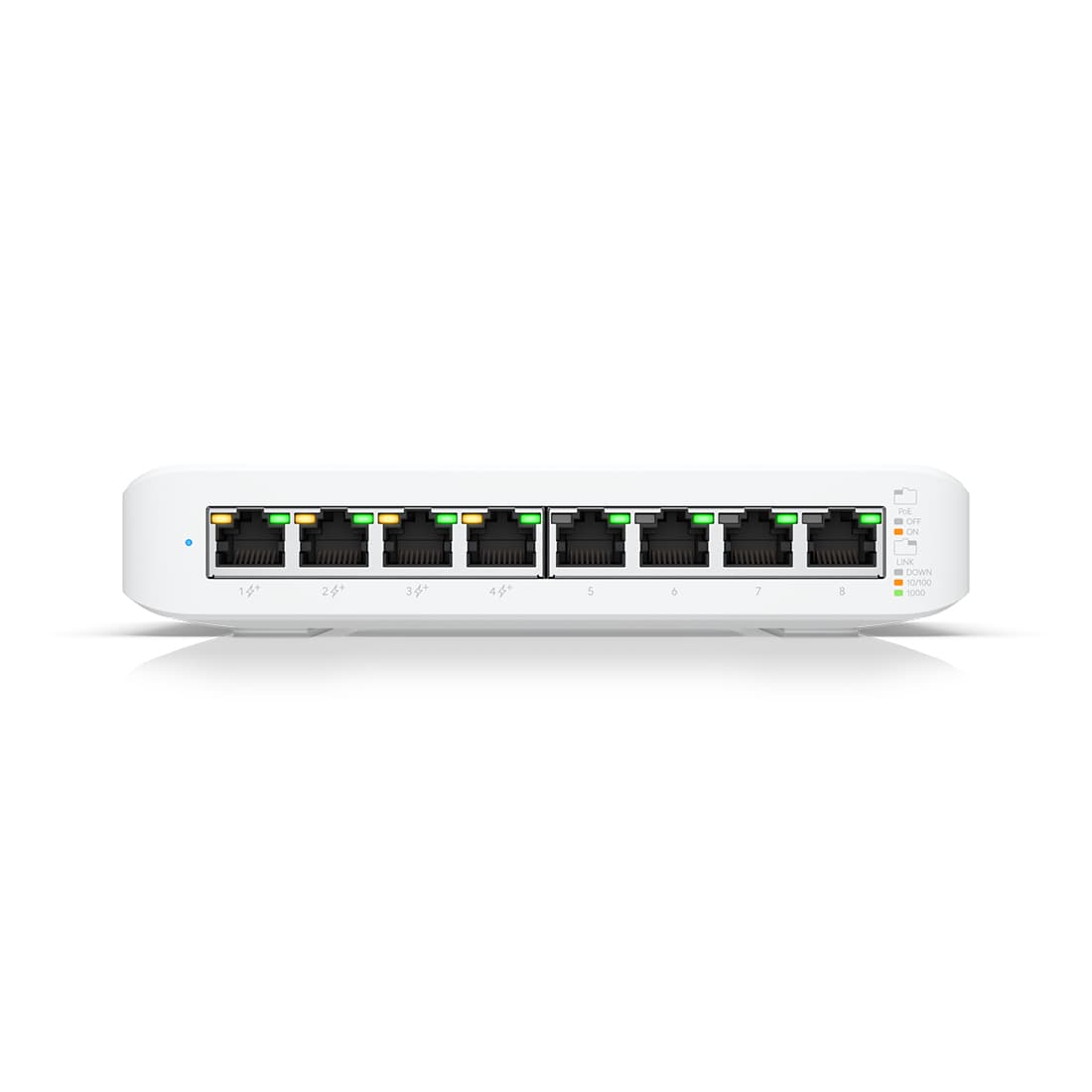 Коммутатор, Ubiquiti, USW-Lite-8-POE, Unifi Switch Lite 8 PoE, Управляемый L2, 4 порта 10/100/1000 Mbps RJ45 PoE+, 802.3af/at, бюджет 52W, 4 порта 10/100/1000 Мбит/с RJ45, Настольный/настенный