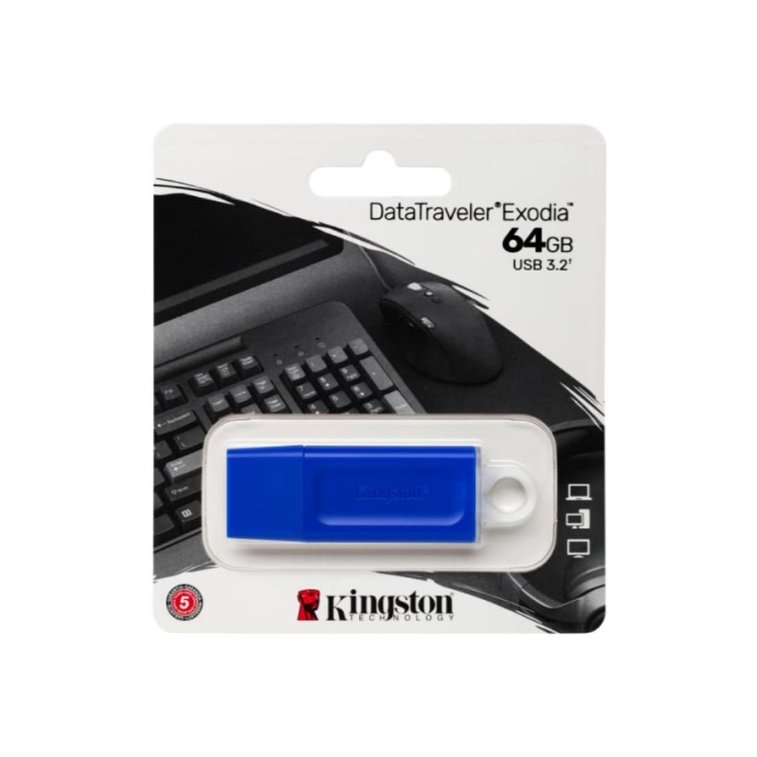 USB-накопитель, Kingston, KC-U2G64-7GB, 64GB, USB 3.2 Gen1, Синий