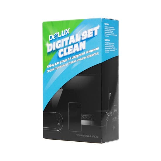 Чистящий набор, Delux, Digital Set Clean, Для ухода за цифровой техникой, Спрей 250 мл с салфеткой из микрофибры 25*25 см, Удаление пыли и загрязнений, Дезинфицирует поверхность
