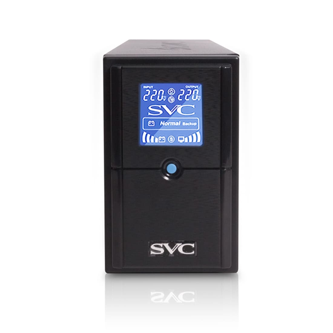 Источник бесперебойного питания, SVC, V-600-L-LCD, Мощность 600ВА/360Вт, Диапазон работы AVR: 165-275В, AVR в режиме Booster: 138-292В, Бат.: 12В/7.5 Ач*1шт., 3 вых.: 2 Shuko CEE7+1 IEC C13 (Bypass), Чёрный