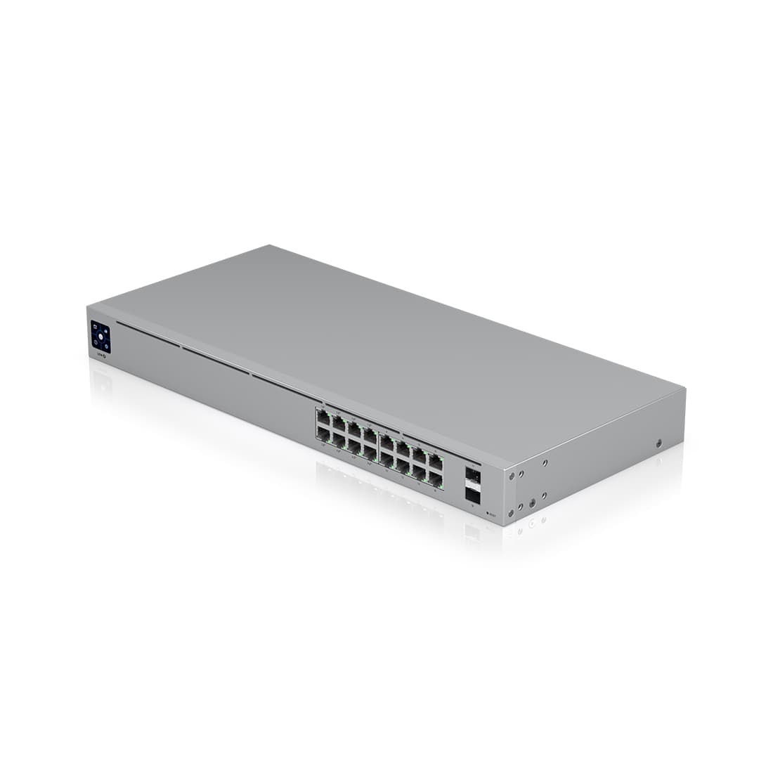 Коммутатор, Ubiquiti, USW-16-POE, Unifi Switch 16 PoE, Управляемый L2, 8 портов 10/100/1000 Mbps RJ45 PoE, 802.3af/at, бюджет 42W, 8 портов 10/100/1000 Мбит/с RJ45, 2 порта SFP, Стоечный