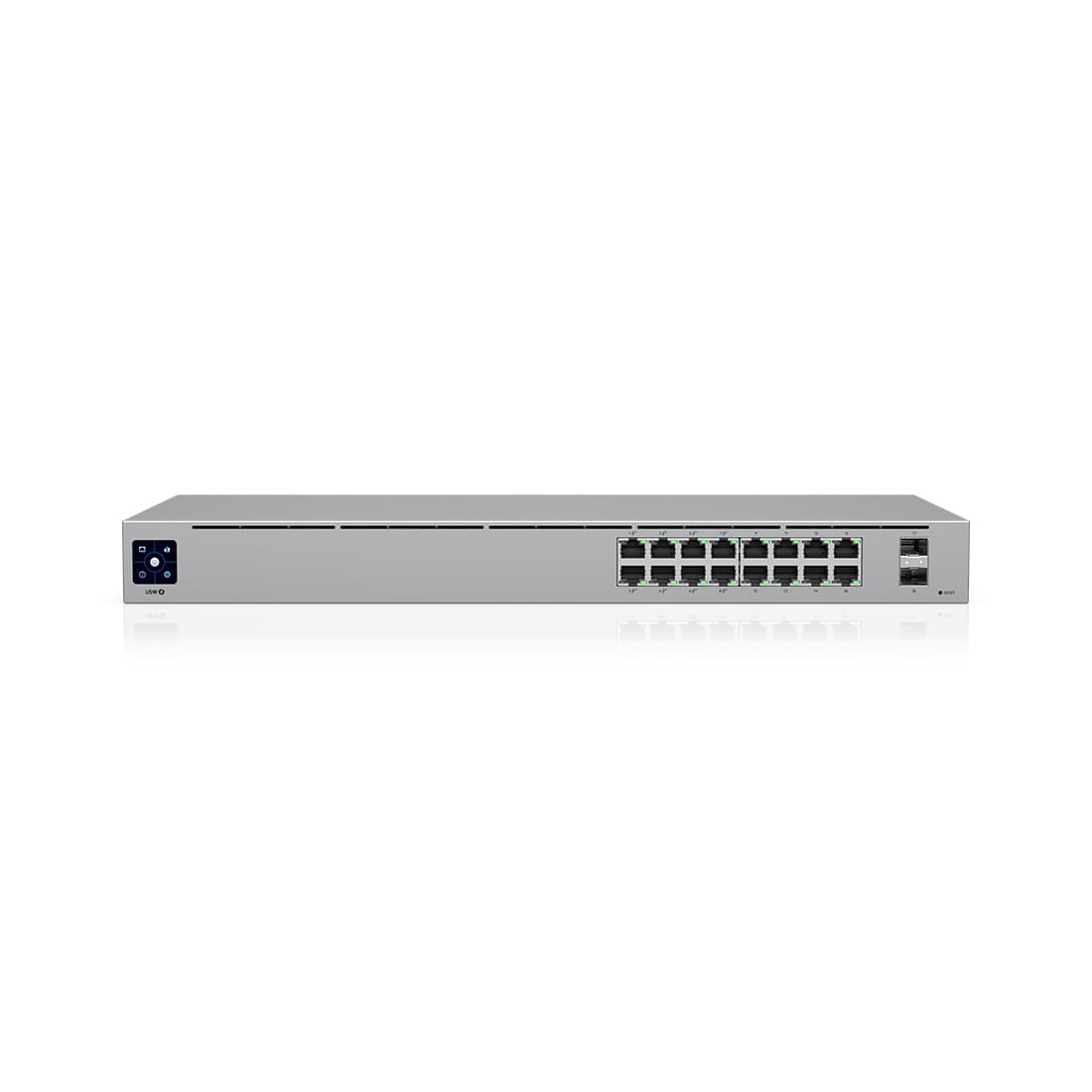 Коммутатор, Ubiquiti, USW-16-POE, Unifi Switch 16 PoE, Управляемый L2, 8 портов 10/100/1000 Mbps RJ45 PoE, 802.3af/at, бюджет 42W, 8 портов 10/100/1000 Мбит/с RJ45, 2 порта SFP, Стоечный