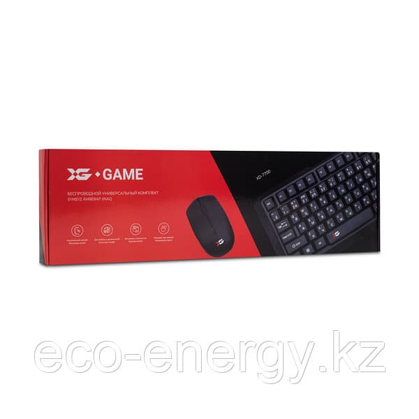 Комплект Клавиатура + Мышь, XG, XD-7700GB, Беспроводной, Оптическая мышь, Анг/Рус/Каз, Кол-во стандартных клавиш 104, Чёрный