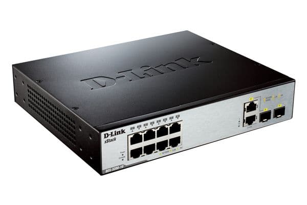 D-Link DES-3200-10/E сетевой управляемый коммутатор уровня 2, 8 x 10/100Base-TX, 1 x 1000Base-X SFP, 1 x Combo 10/100/1000BASE-T/SFP, RS-232, 1U, EU plug