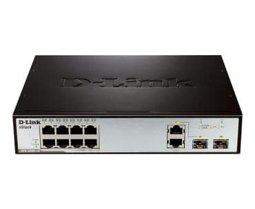 D-Link DES-3200-10/E сетевой управляемый коммутатор уровня 2, 8 x 10/100Base-TX, 1 x 1000Base-X SFP, 1 x Combo 10/100/1000BASE-T/SFP, RS-232, 1U, EU plug